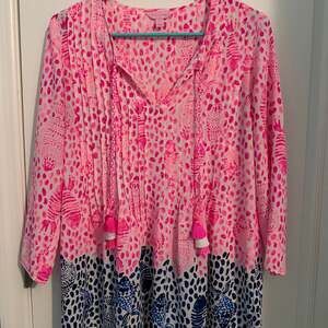 Lilly Pulitzer Marilina Tunic Top in Raz Berry Heart & Sole Engineered